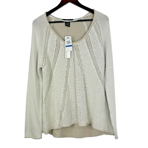 New Calvin Klein Women Beige Size XL Sweater Cotton Blend Soft Knit Pullover N4 - Picture 1 of 12